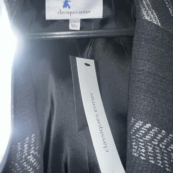 NWT Classiques Entier Women’s Sz L Black White Coat Jacket Blazer Long Sleeve - Picture 7 of 10